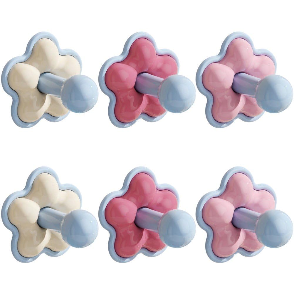 Damage Free Floral Shape Hook Decorative No Drilling Sticker Wall Hanger Stick on Cabinet Knob Rack Bathroom Accessory for Keys Jewelry Hats