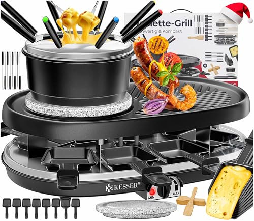 KESSER® 3in1 Raclette-Grill mit Naturgrillstein, Grillplatte und...