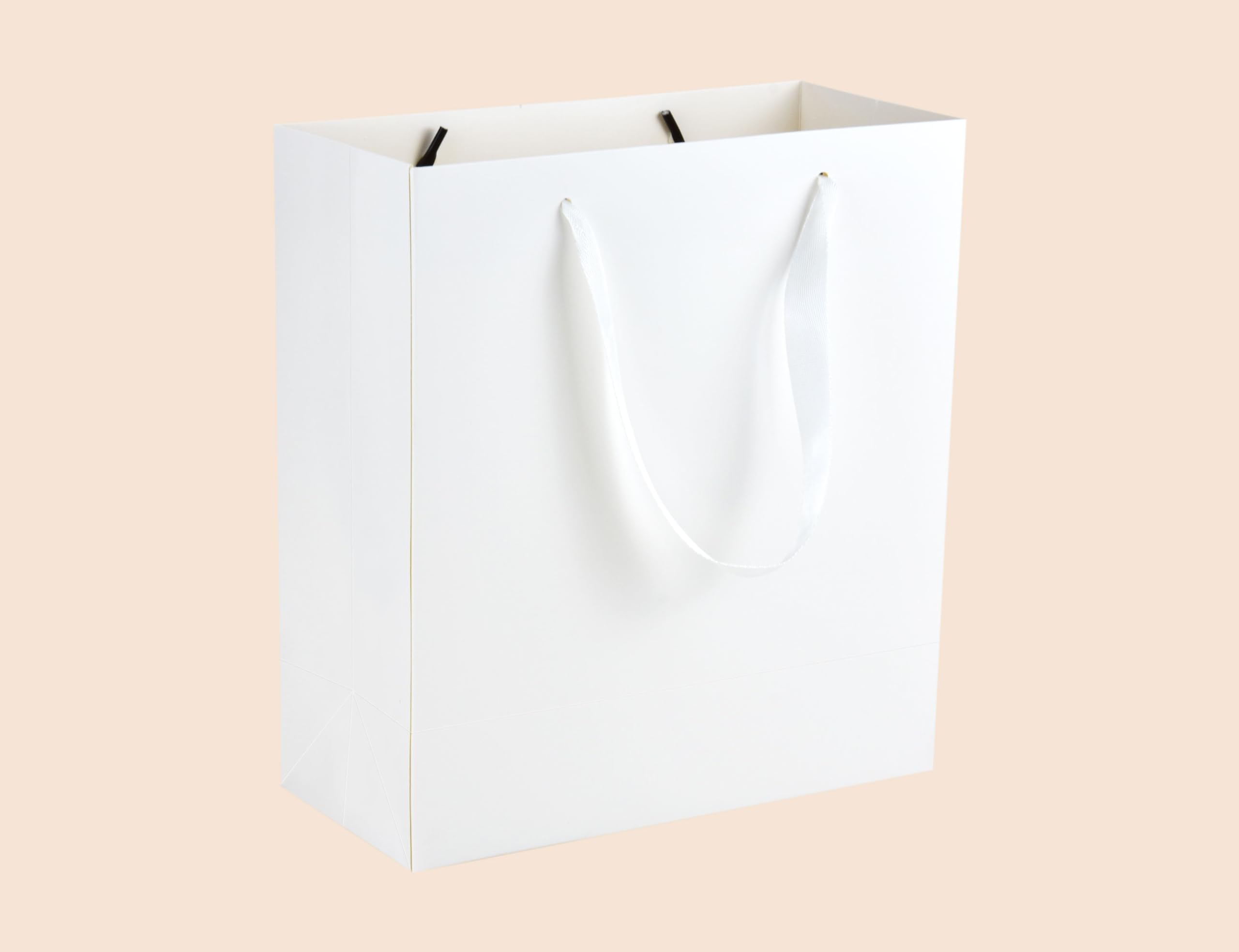 HUAPRINT Matte White Paper Gift Bags, Small Shopping Bags with Handles, 25.4x11.4x28cm, 20 Pack for Party Favors, Merchandise, Weddings