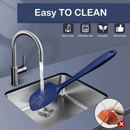 Miniatura 3 de Juego de 2 espátulas de silicona, espátulas de goma resistentes al calor de 10 pulgadas, antiadherentes para hornear, cocinar y mezclar – Aptas para