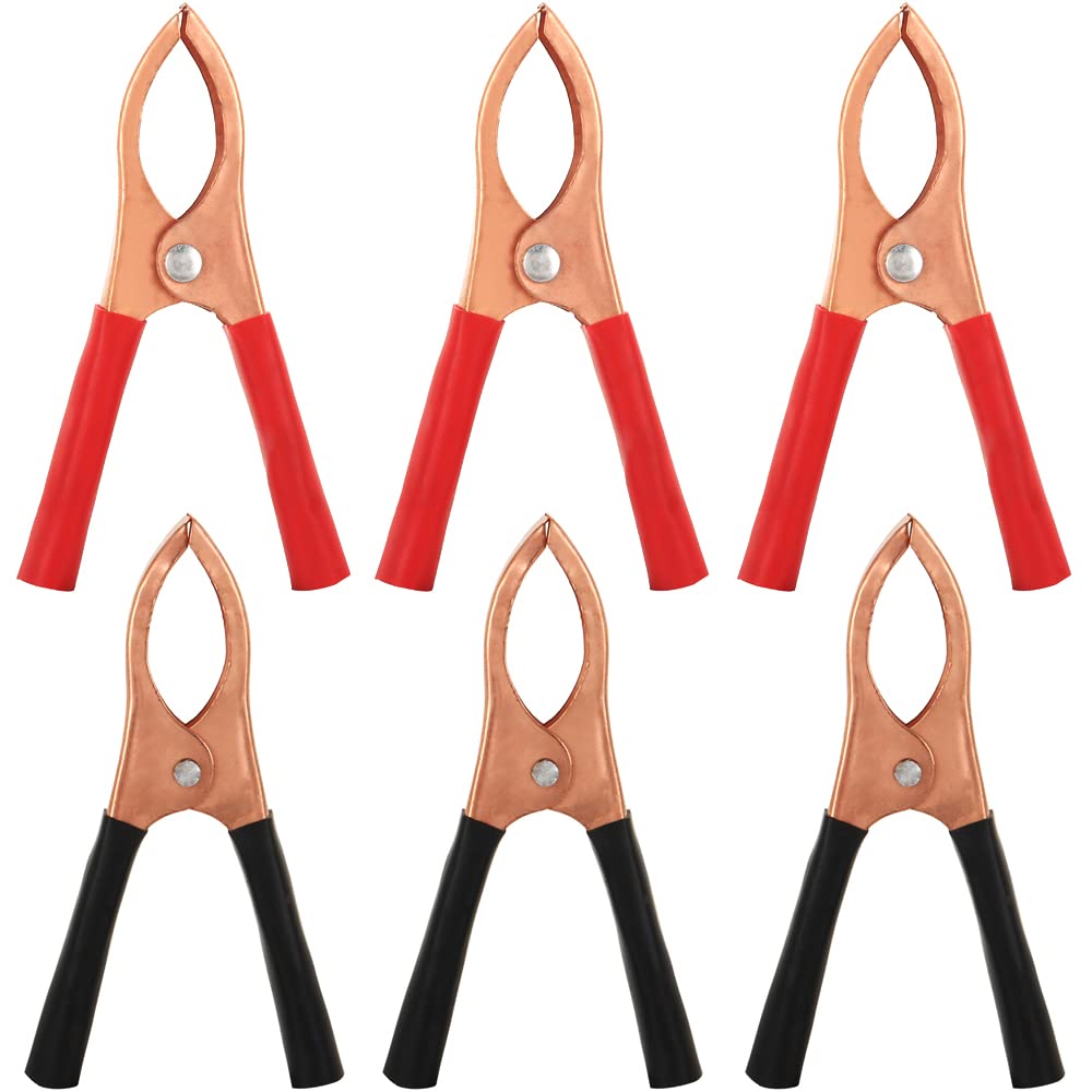 Morsetti Batteria Auto 6 Pezzi - Pinze A Coccodrillo 50A In Rame Per Cavi Di Avviamento - Foto 2