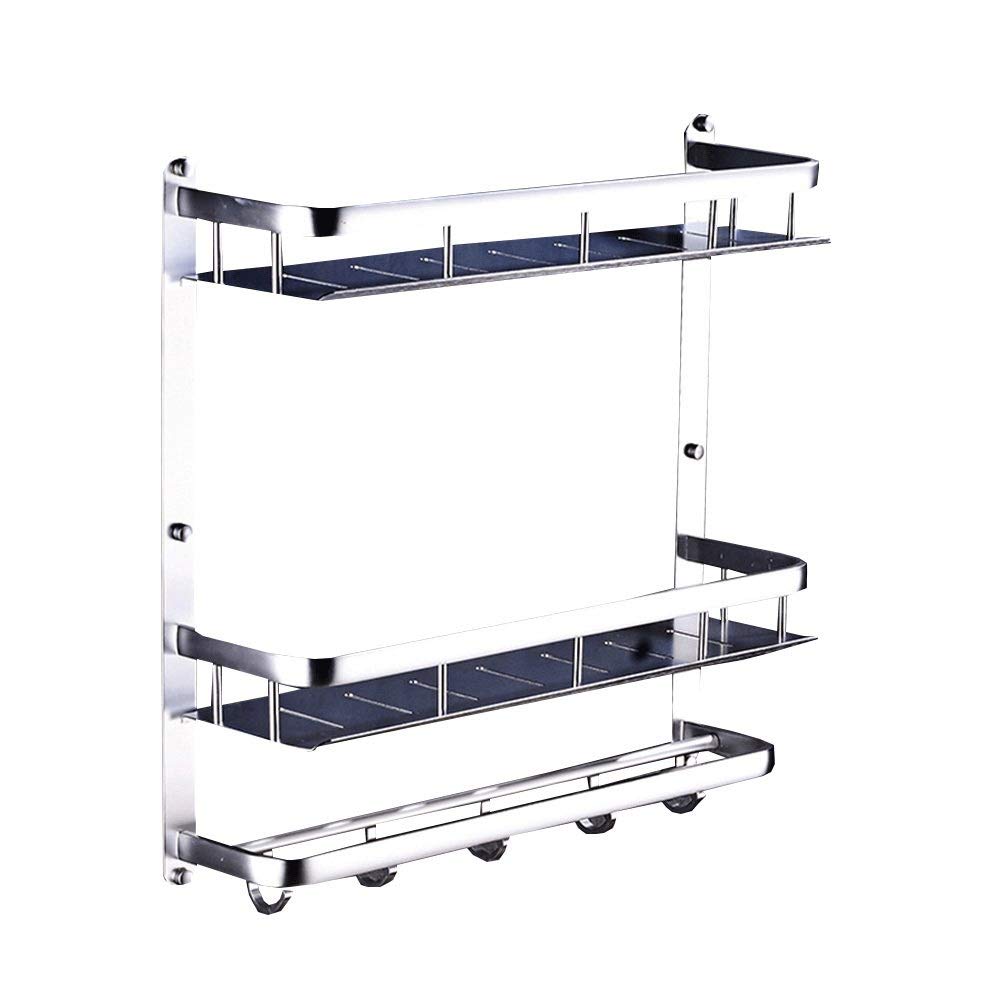Bathroom Shelves Aluminum 2 Tier Shower Shelf Caddy Adhesive Storage Basket for Shampoo