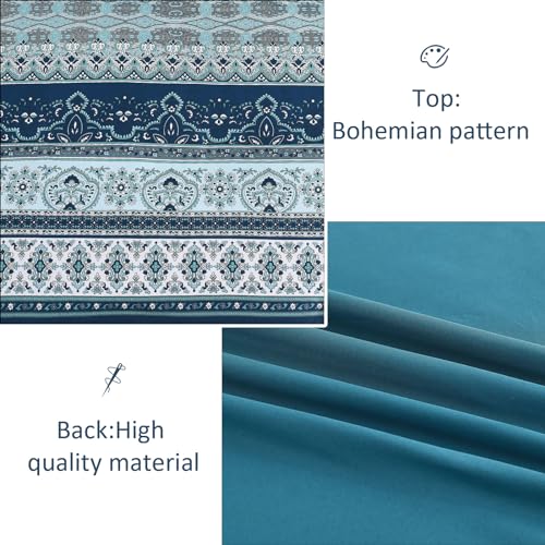 Image of Cottolester Boho Comforter Set King Size 8 Pieces, Teal Blue Comforter Bohemian Striped Bed in A Bag, Soft Microfiber Bedding Set for All Seasons