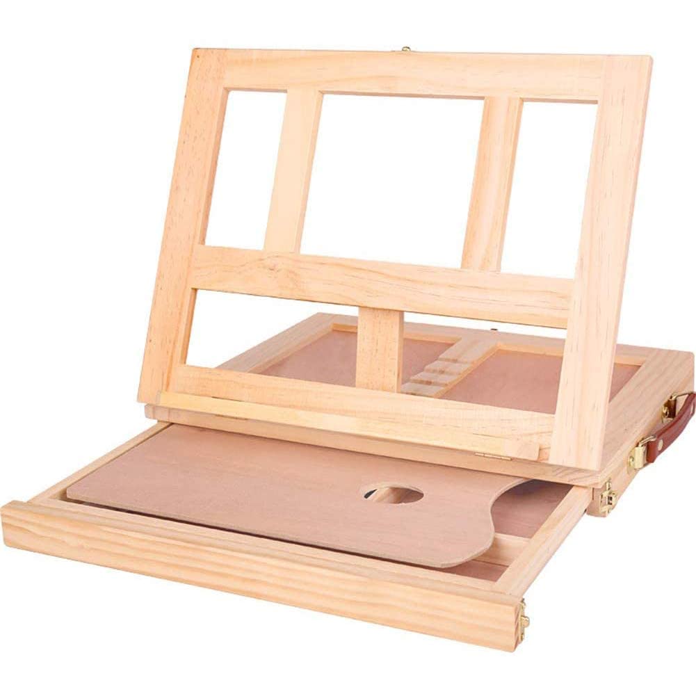 ASerZenith Portable Desktop Easel With Drawer Storage Wooden Easel With Palette Table Sketch Box Easel For Sketching, Drawing And P
