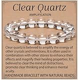 LPBeads Handmade Natural Gemstone Stretch Elastic 10mm Clear Quartz Bracelet Healing Crystal Round Stone Beads Jewelry Gifts for Women Men