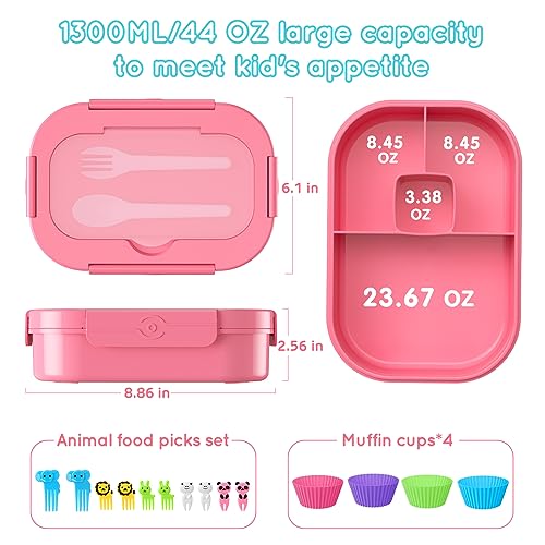 Image of Bento Box Kid Adult Lunch Box 2 Pack, Leakproof Bento Lunch Container 4 Compartment Bento-Style Lunchbox with Utensil Set, On-the-Go Meal and Snack Packing for School, Work, Picnic