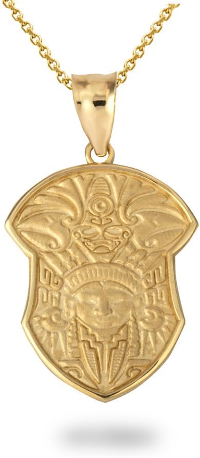 Mayan Tribe Shield pendant With Chain Aztec 10K Gold Parent