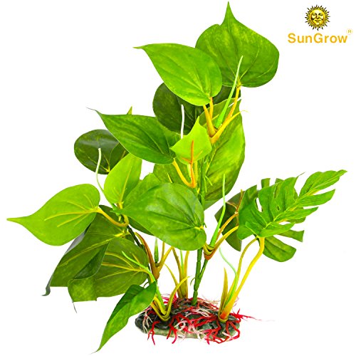 Plastic Leaf Plant for Freshwater or Marine Tanks, 10" Ultra-Realistic Fake plant, Blunt