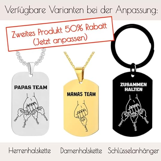 Lumari Gold Personalisierte Dog Tag Halskette - Gravur Mit Kindernamen Für Papa