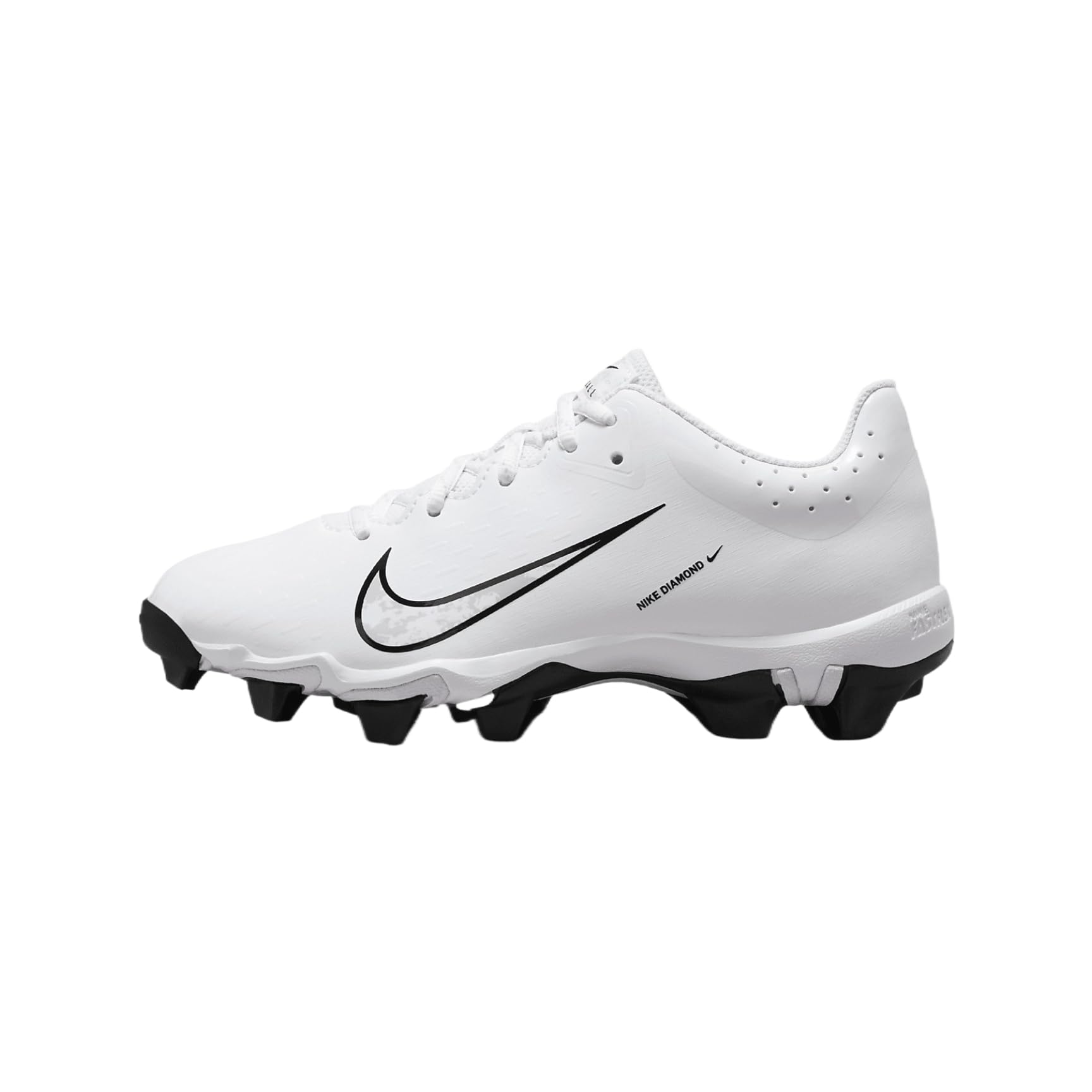 Nike Hyperdiamond 4 Keystone Big Kids' Softball Cleats (FZ0919-100, White/Black/Pure Platinum) Size 10
