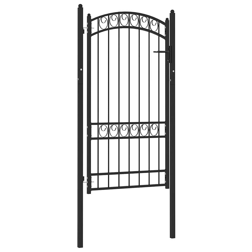 Vidaxl (Black, 100 X 175 Cm) Fence Gate With Arched Top Steel Entrance Gate Green/Black Multi Sizes