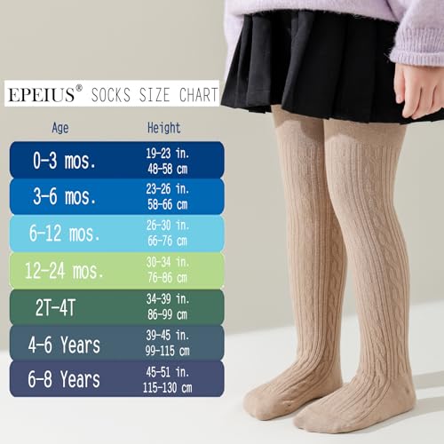 Image of EPEIUS Baby Girl Tights Thick Cable Knit Leggings Stockings Cotton Pantyhose for Newborn Infant Toddler 3 /4 /5 /6 Pack