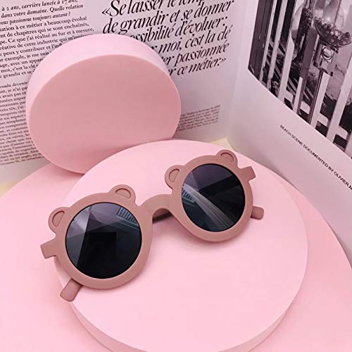 Muineobuka Children Sunglasses Girls Boys Round Frame Sunglasses Kids Cute Bear Shaped Sunglasses Beach Holiday3