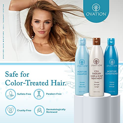 Ovation Hair Moisture Cell Therapy 12 Oz System - Moisture Shampoo And Conditioner, Cell Therapy Hair & Scalp Treatment - Hair Treatment Set Moisturize Thick, Dry Hair #TOP4