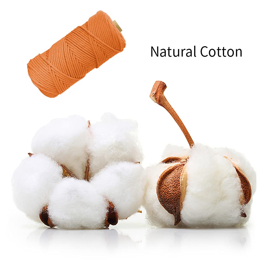JeogYong Hilo Macrame 4mm x 100m Macrame Cuerda Algodon Natural Cordones de Algodon Colgante de Pared de DIY Artesanía, Colgador de Plantas, Aros para Atrapasueños, Tapices, Foto (Naranja)