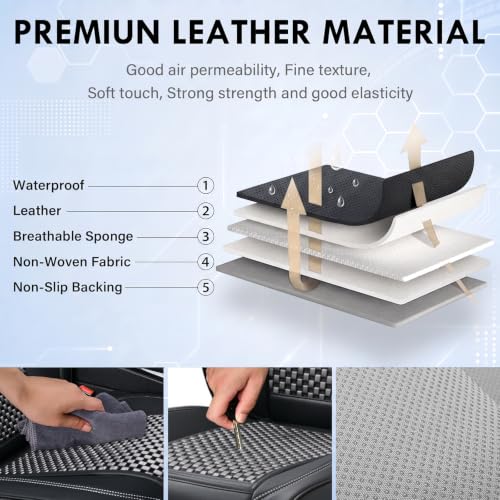 Image of Coverado 2 in 1 Front Seat Covers for Car, Conversions Between Warm Suede and Cold Ice Silk for Car Seat Protector Car Accessories Universal Fit for Most Cars SUVs and Trucks(Black&Gray)