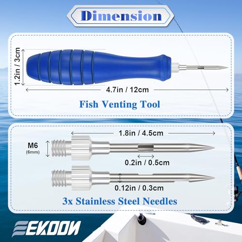 Image of Feekoon Fish Venting Tool, Venting Kit for Deep Sea Fishes with Stainless Steel Needle, Fishing Tackle for Saltwater Fishing Fish Release and Return (Patented)