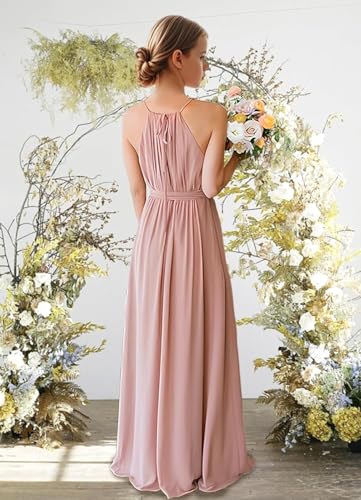 Junior Bridesmaid Dresses for Wedding Chiffon Cold Shoulder Flower Girl Dress Long Party Pageant Gowns3