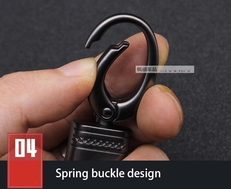 Alloy Metal Keychain with Leather Loop Universal Car Key Chain Accessory Brown — view 7