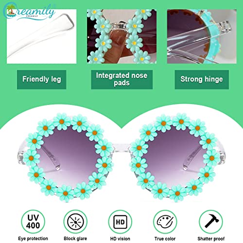 Creamily Round Flower Sunglasses for Girls Flower Shaped Daisy Sunglasses Outdoor Beach Girls Glasses Eyewear for Kid2