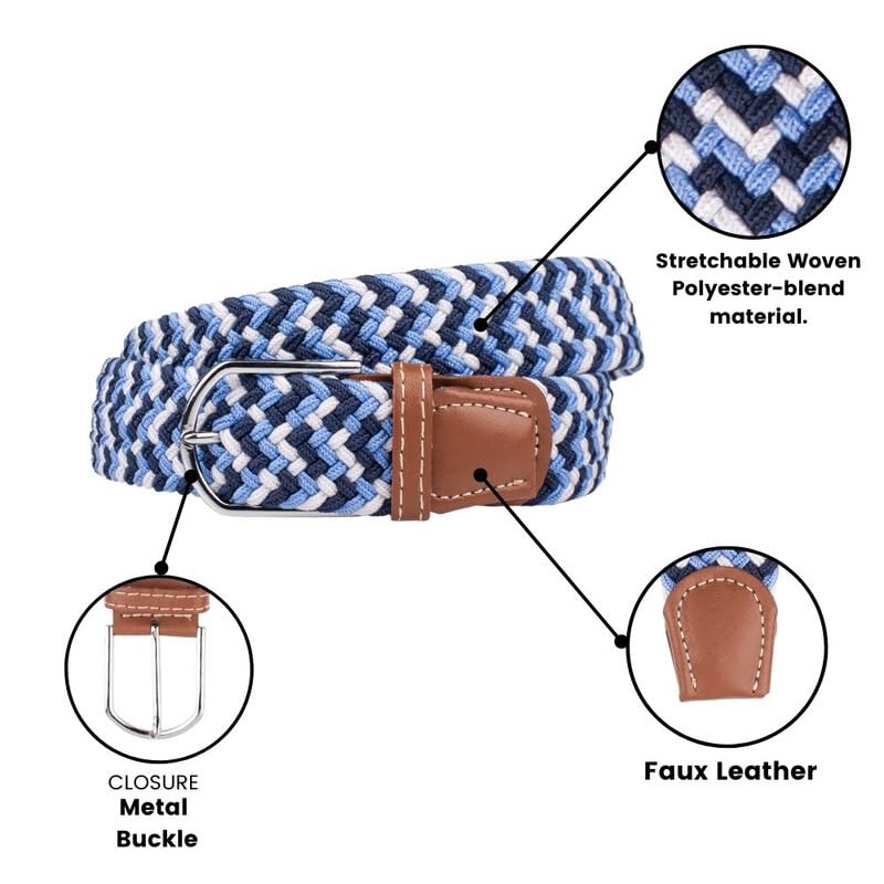 Image of The Tie Hub Unisex Stretchable Woven Fabric Belt | Adjustable, Hole-Free Design | Fits Up to 40 Inches Waist