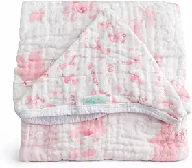 Toalha de Banho Para Bebê Menina Soft Dupla Camada 100% Algodao Com Capuz Rosa Macia e Delicada Toalha Para recem Nascido