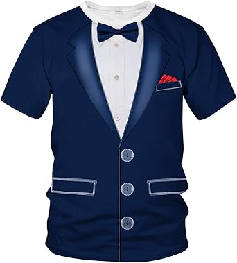 Blissboy Funny Tuxedo Graphic T-Shirt Novelty Short Sleeve Crewneck Shirt