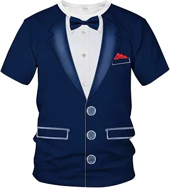 Blissboy Funny Tuxedo Graphic T-Shirt Novelty Short Sleeve Crewneck Shirt