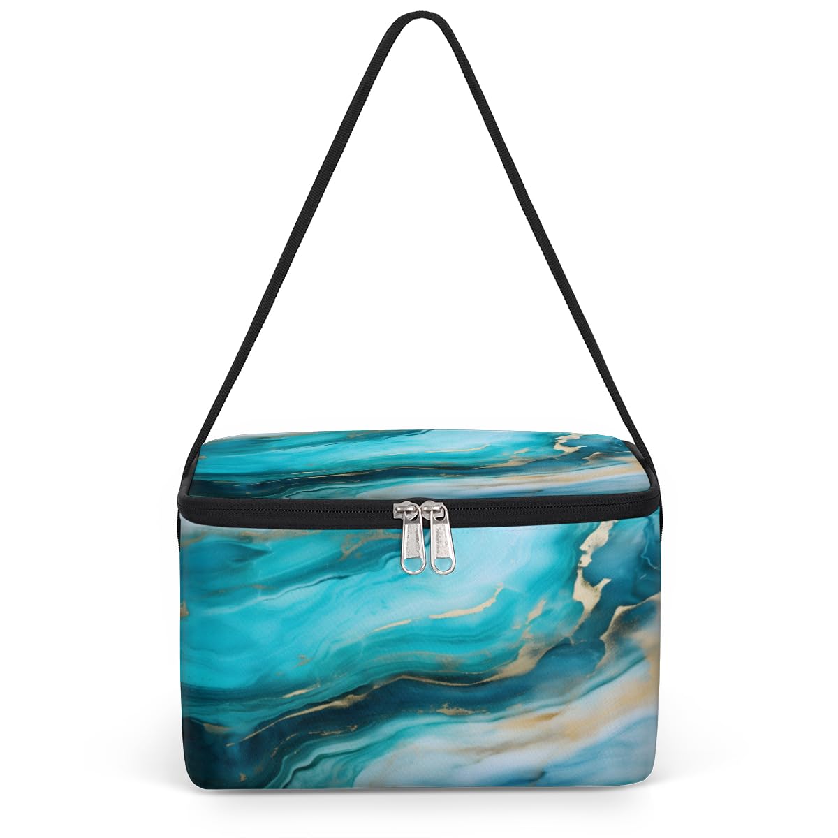 GzLeyigou Marbling Pattern Lunch Bags for Women Men 9 Cans, Hot & Cold Food Delivery Bag Insulated Grocery Bag Insulated Lunch Box Marble Liquid Texture Cooler Bag for Office Work Picnic Beach
