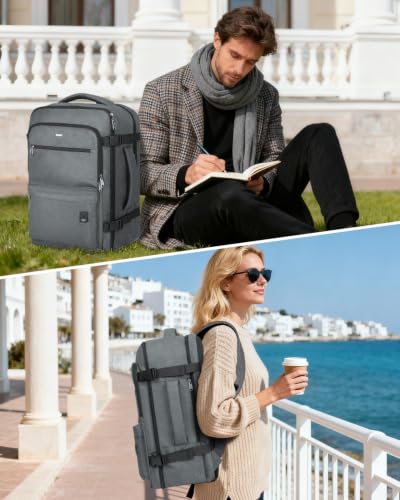 WANDF Personal Item Travel Bag 18x14x8, Carry On Laptop Backpack(Grey) - image 2