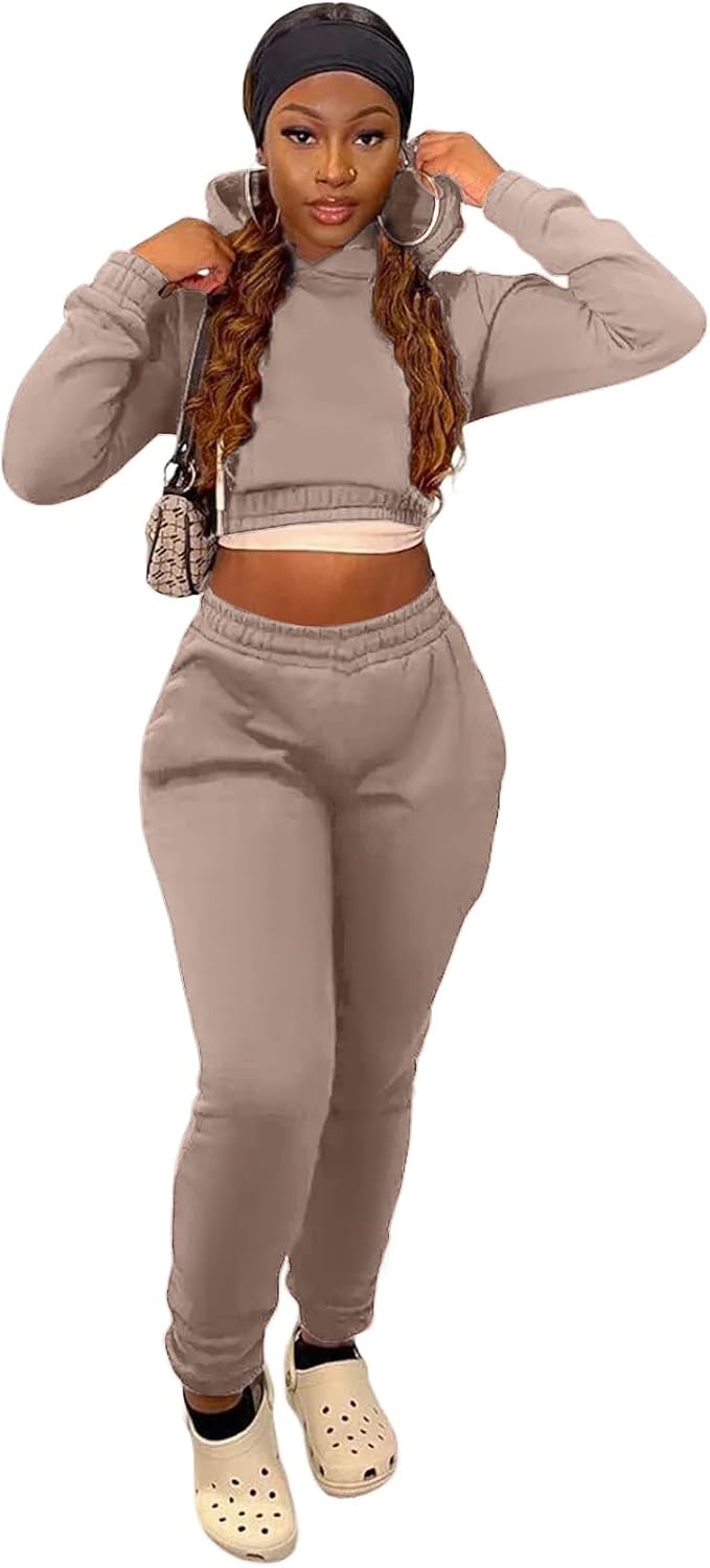 Jogging Suits for Women 2 Piece Sweatsuits Tracksuits Outfits Casual Long Sleeve Crop Hoodie Jogger Pants Sets