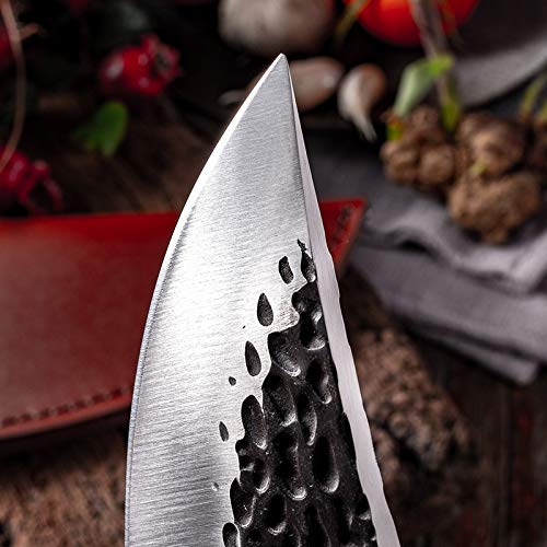 Boning Knife, 6 inch Stainless High Carbon Manganese Steel Boning Knife Handmade Kitchen Knives Fishing Knife Meat Cleaver Outdoor Cutter Tool BY ZZYY (Color : Red handle)