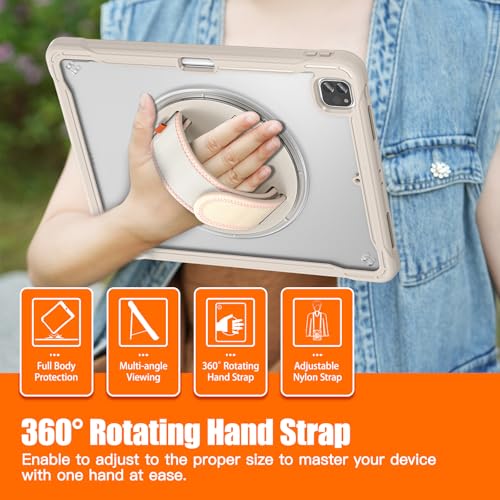 Funda para iPad Pro 12.9 transparente con protector HD y correas 4