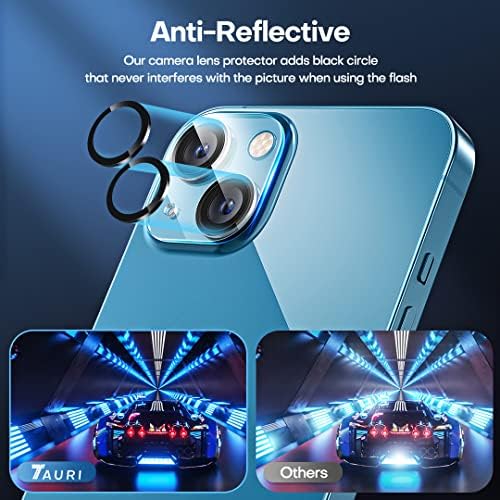 TAURI 3+3 Pack iPhone 13 Screen Protector, 3 Pack [9H Military Grade Protection] Tempered Glass Screen Protector & 3 Pack Camera Lens Protector, [Ultra Clear] [Full Coverage] Bubble Free (6.1 inch)