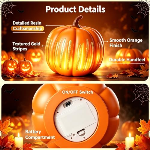 Halloween Pumpkin Night Light Starry Night Resin Illuminated Decor (1 Pcs) - image 4