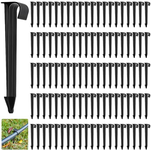 TTYSHIP® 100 Pièces Piquets de Support de Tuyau D'irrigation, Support de Tuyau Fixation au Sol pour Piquets en PE pour Tuyau Arrosage Irrigation Jardin...