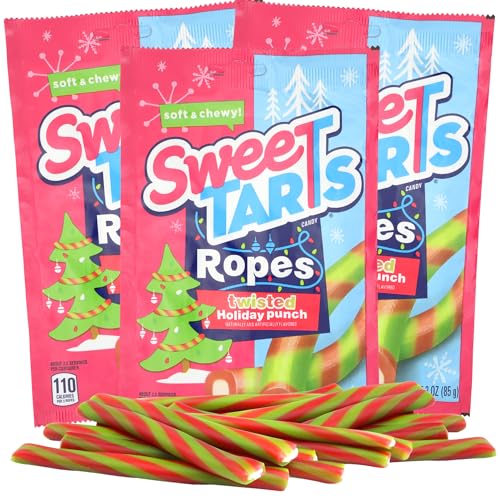 Dulces Sweetzo Twisted Holiday Punch Ropes 3 oz Pack 3 miniatura 1