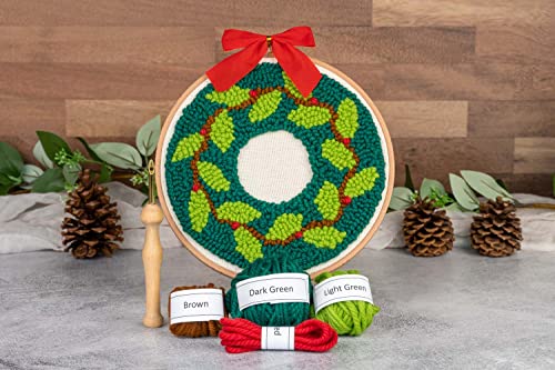 String of the Art Christmas Wreath Mini Punch Needle Kit - DIY Craft Kit for Adults, Punch Needle Supplies Included, Christmas Gift, Christmas Crafts