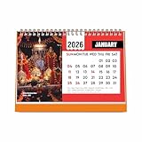 ESCAPER Berühmte Hindu-Tempel Tischkalender 2026, Hindu-Mandir-Tischkalender mit Vaishno Devi, Amarnath Ji, Kedarnath Dham, Mahakaleshwar, Kamakhya Devi & Siddhi Vinayaka Fotos, religiöser