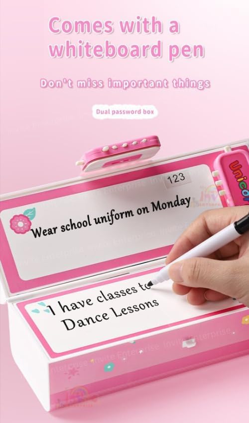 Image of WORSHIPER Cartoon Theme Pencil Box for Kids | Suitcase Style Password Lock Stationery Organizer | Multi-Layer Pen & Pencil Case for Boys & Girls (BUT - Blue Unicorn)