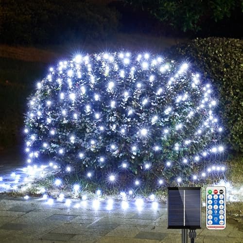 Amazon.com : JMEXSUSS 320 LED Cool White Solar Net Lights, 9.8ft x 6 ...
