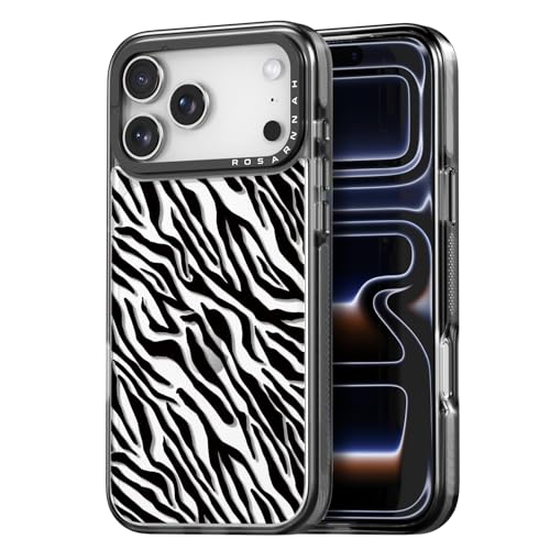 Rosarnnah for iPhone 17 Pro Case Aesthetic Black, Black Zebra Print
