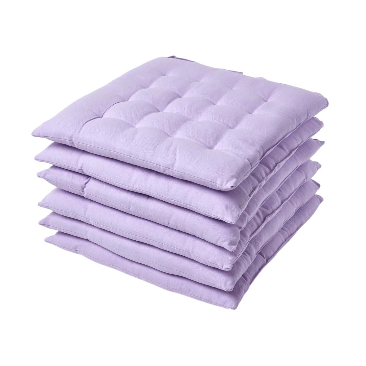 HOMESCAPES Mauve Seat Pads for Dining Chair, Set of 6 100% Cotton Chair Pads with Straps, 40x40 cm