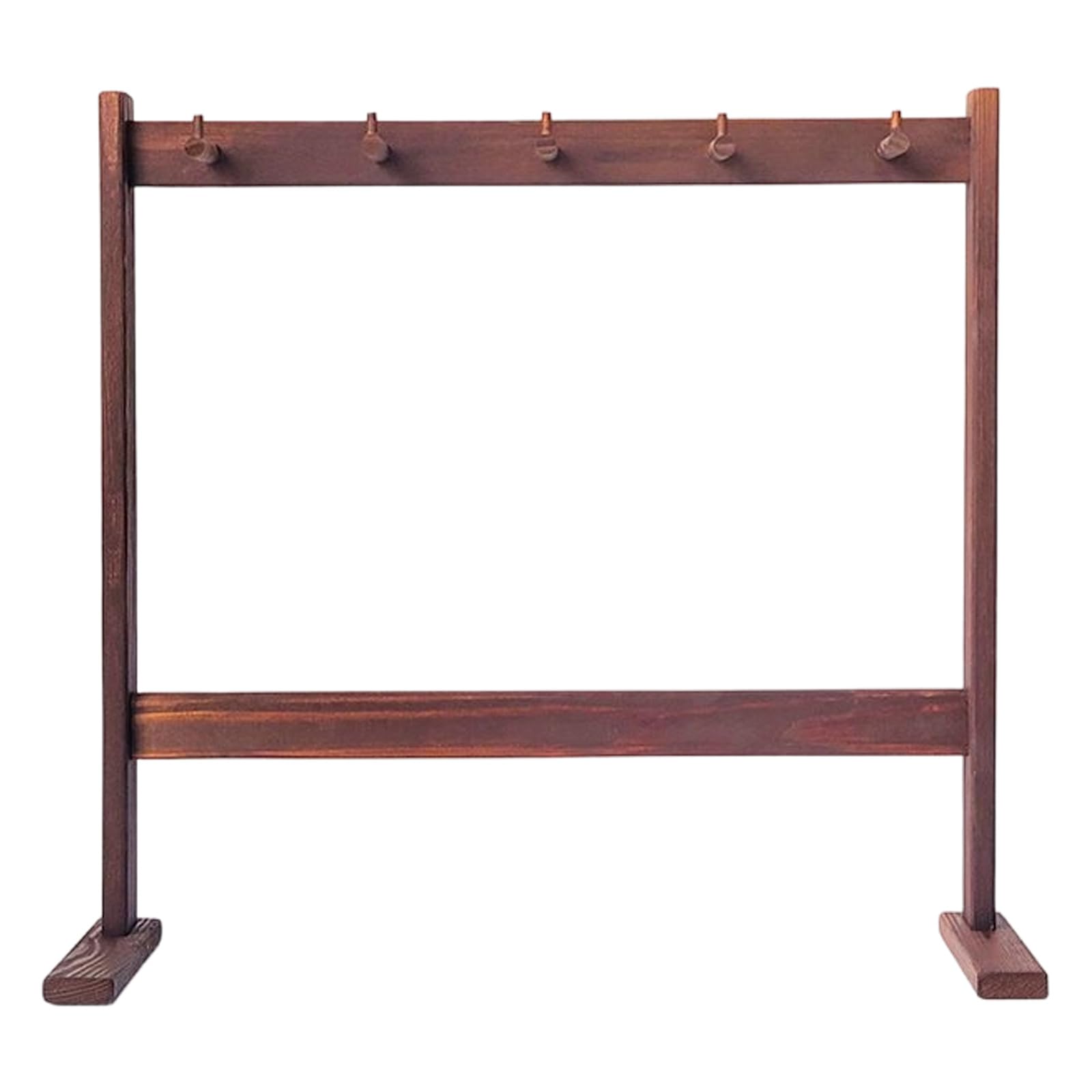 WAGHAVEN Natural Wood Wind Chimes Display Shelf with 5 Hook Minimalists Gongs Stand Floor Standing Stand Multipurpose Rack Aesthetic Wind Chimes Display Shelf