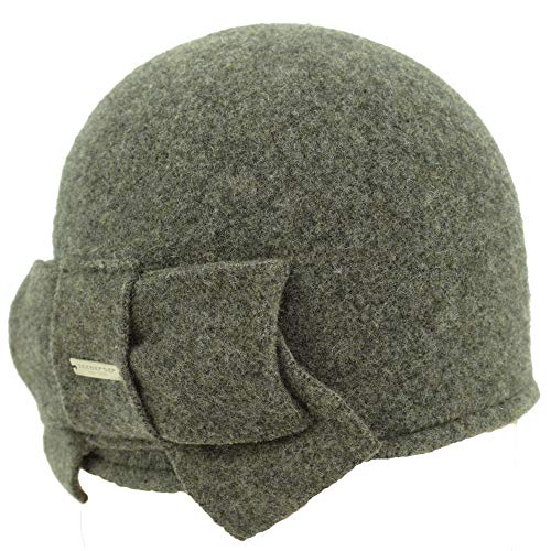 Bonnet en laine femme Seeberger bleu marine bleu foncé avec noeud ornemental hiver