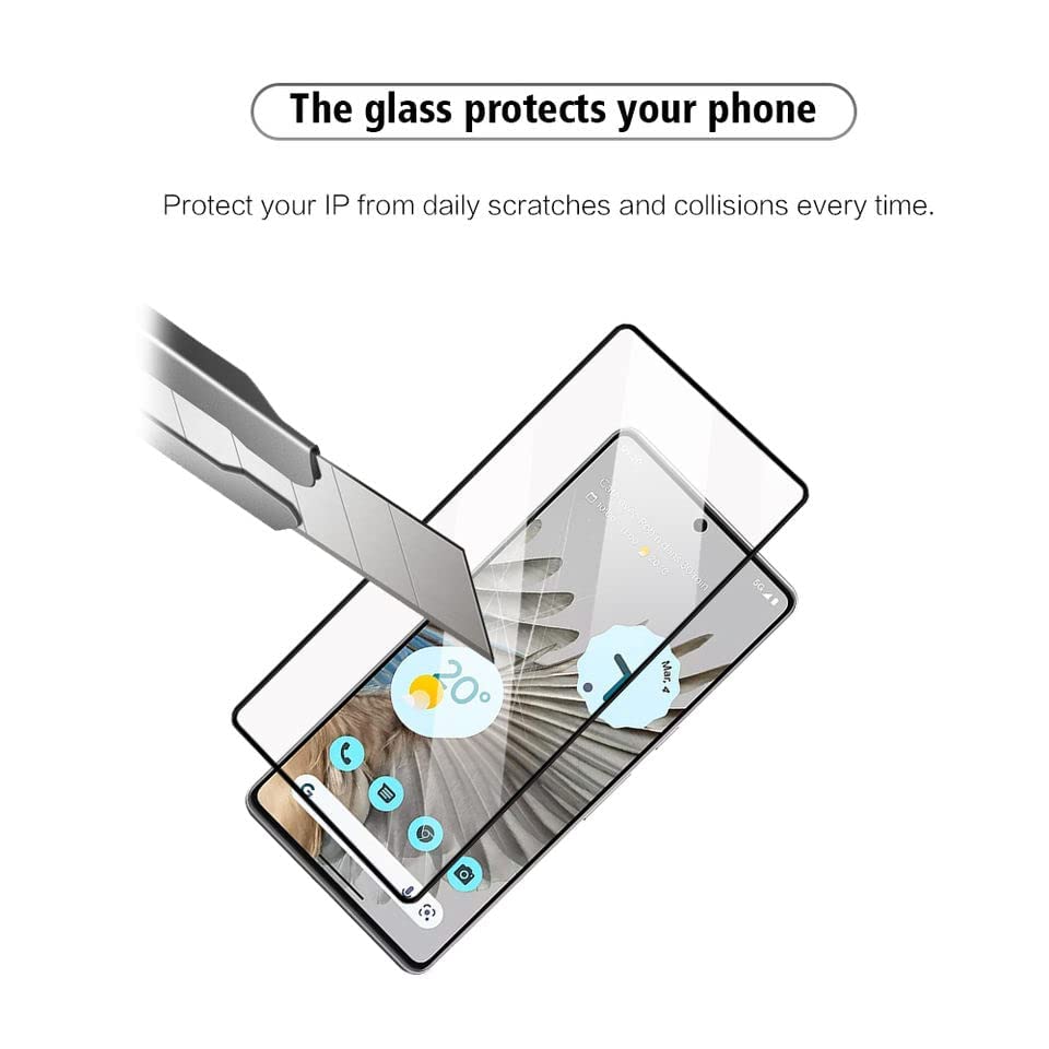 Image of Advanced Premium Tempered Glass Screen Protector Guard For Google Pixel 7 (Black, Pack of 1) Full Glue Edge to Edge Coverage with Easy Installation Kit- By Blackwik