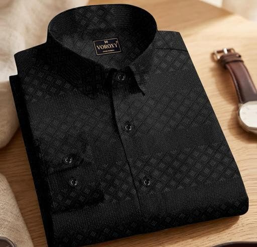 Image of TH BROTHER Men Casual Solid Collared Buttondown Shirt Comfortable Breathable Regular Fit Stylish Modern Daily Outfit
