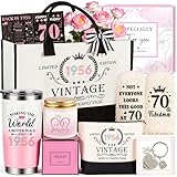 70th Birthday Gifts for Women, Vintage 1956 Happy 70th Birthday Gifts Basket for Women Unique Gift Ideas for 70 Year Old Female, Mom, Wife, Grandma, Sister, Funny Bthday Gift Turning 70 Year Old