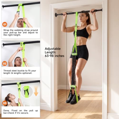 Image of Innstar Pull Up Assistance Bands, Heavy Duty Resistance Band for Pull Up Assist, Adjustable Resistance 165-265lbs with Fabric Feet /Knee Rest, Pull Up Bands Assistance Bands