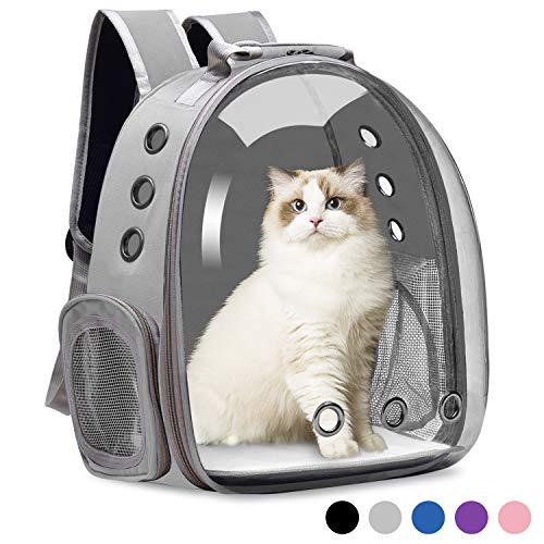 Vailge Cat Carrier Backpack, Pet Carrier Backpack Front Pack for Small Medium Cat Puppy Dog Carrier Backpack Bag Space Capsule, Pet Carrier for Travel Hiking Walking Camping (Grey)
